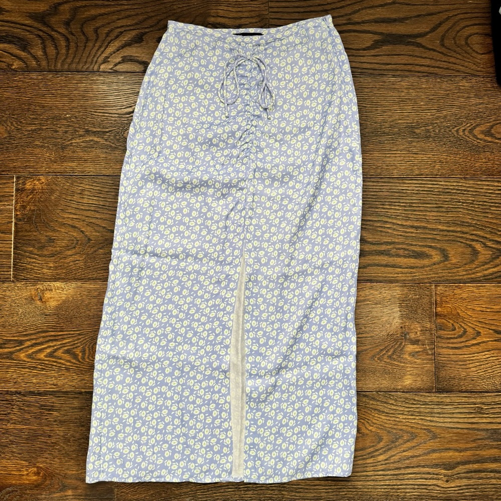 Light Blue Floral Zara Maxi Skirt